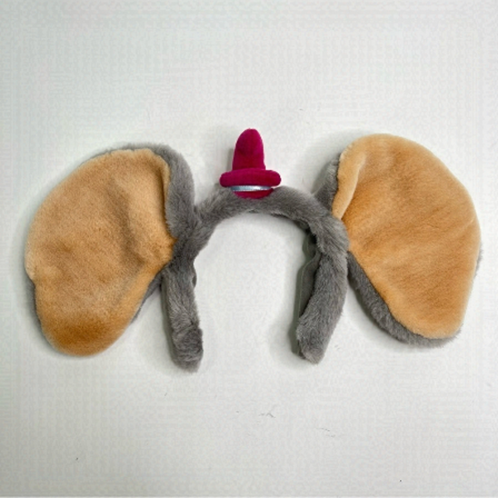 RARE Vintage Disneyland Dumbo Grey Plush Furry Elephant Ears Costume Headband